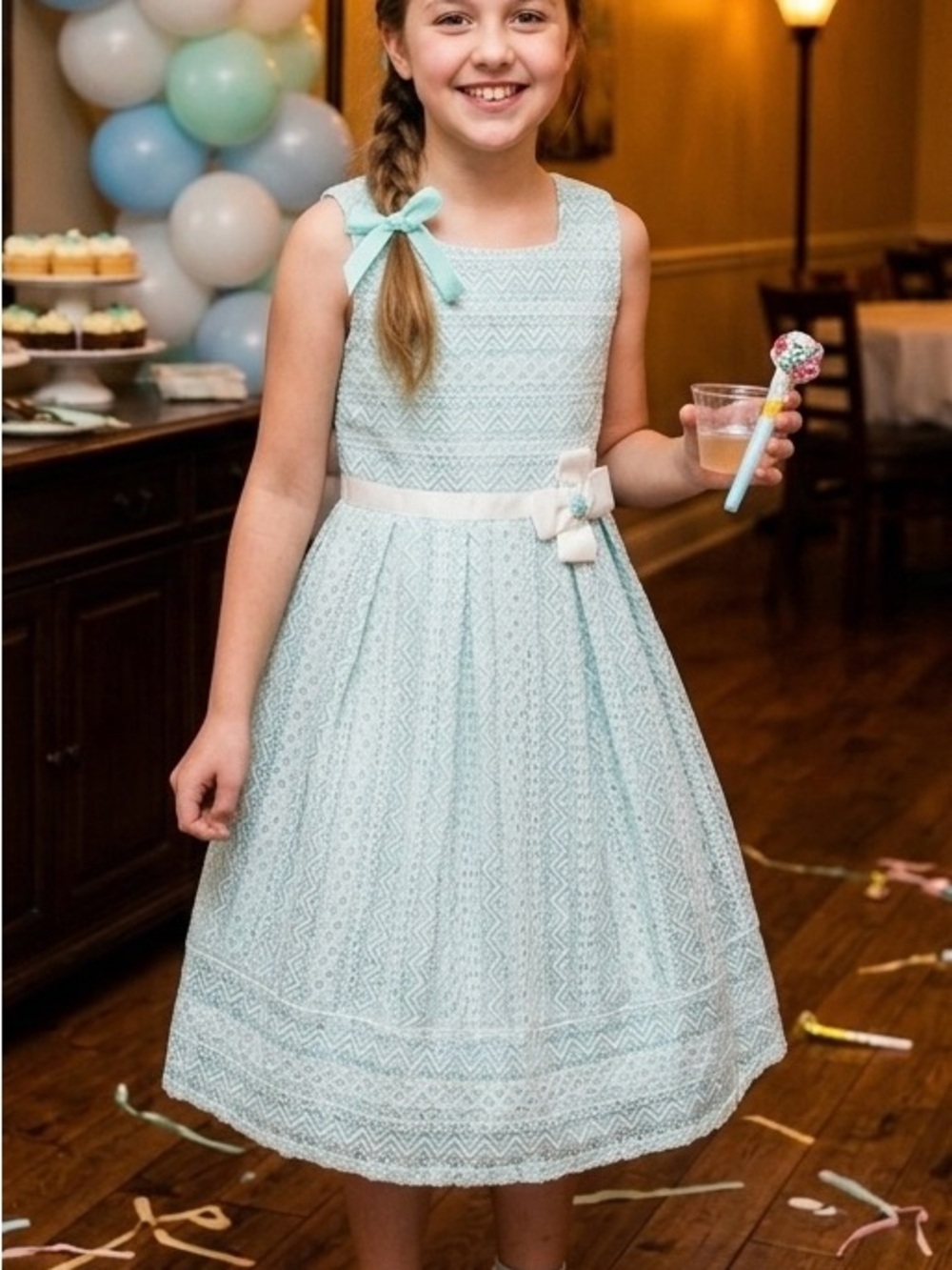 Jona Michelle Mint Lace Party Dress for Girls